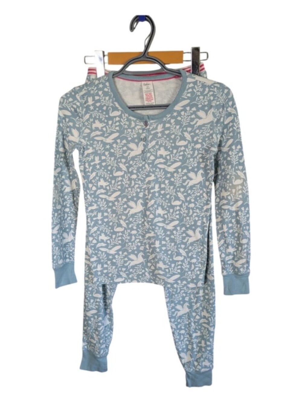 Mini Boden Girls' Snug Henley Pajama Set Ice Blue Pets Size 12‎ (152cm)